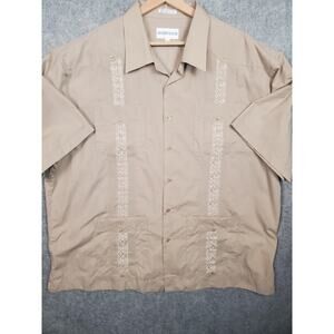 Men's Gentlemens Collection Size 3X Tan Embroidered Button Up Casual Shirt